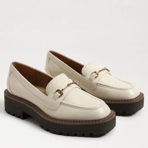 Sam Edelman Laurs Lug Sole Horsebite Cream Loafers Size 7.5‎